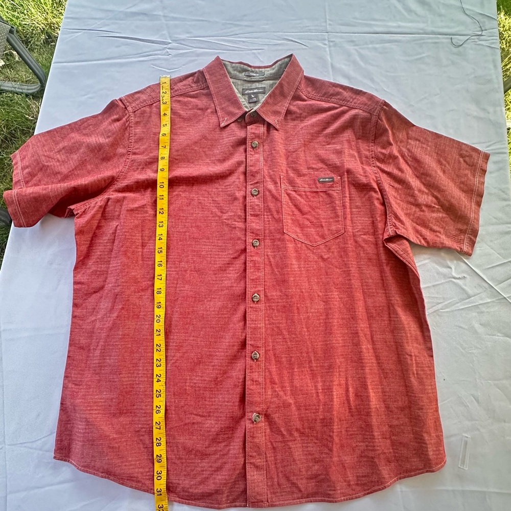 Eddie Bauer Men's Brick Red Casual Button Down Shirt